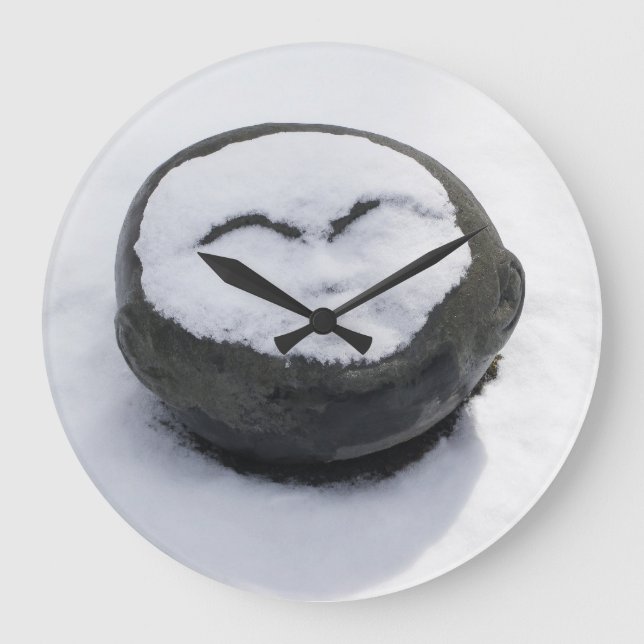 Happy Buddha With Snow Facial Large Clock (Front)