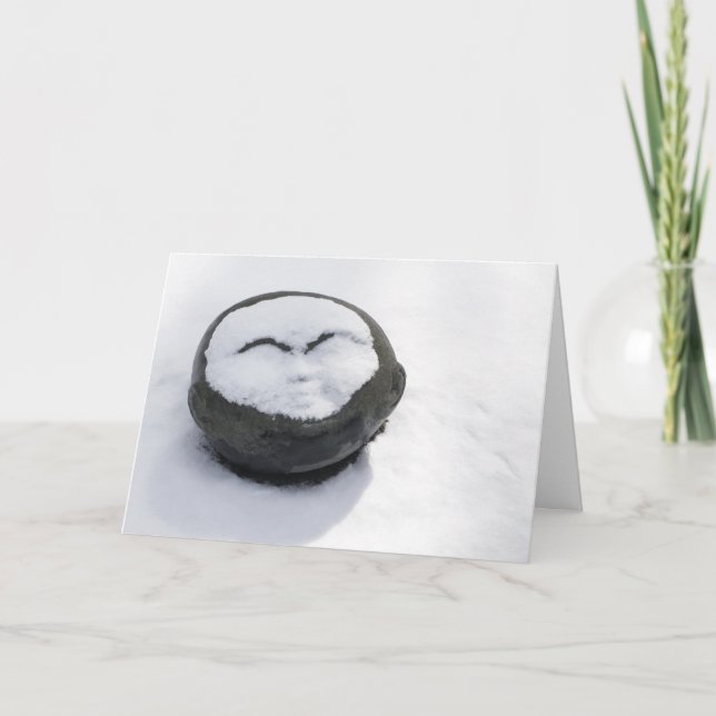 Happy Buddha With Snow Facial New Year's Card (Front)