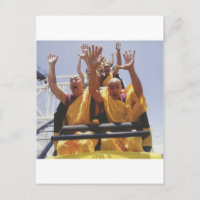 Happy buddhist monks on a roller coaster