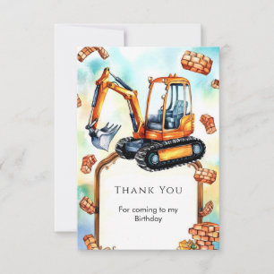 Happy Builder Construction Birthday Thank You Card
