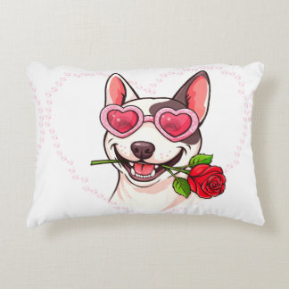 Happy bull terrier accent pillow