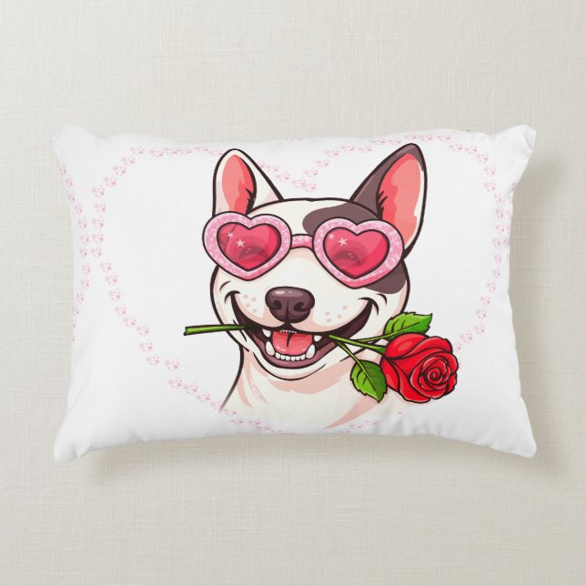 Happy bull terrier accent pillow (Front)