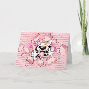 Happy Bull Terrier Cartoon Greeting Card (for her)
