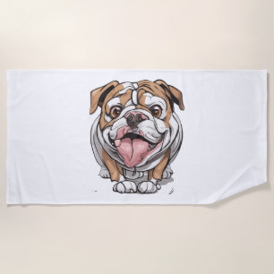 Happy Bulldog Beach Towel