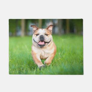 Happy Bulldog Running Doormat