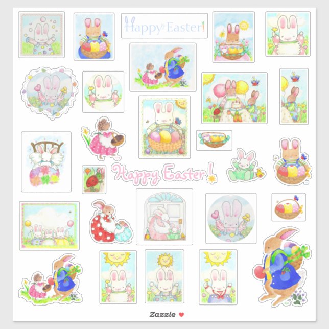 Happy Bunny de Pâques Stickers de Vinyle Coupé sur (Feuille)