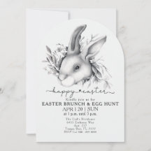 Happy Bunny Easter Brunch & Egg Hunt Invitation