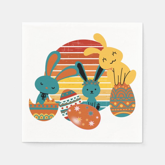 Happy Bunny, Easter Egg, Cute Napkin (Front)