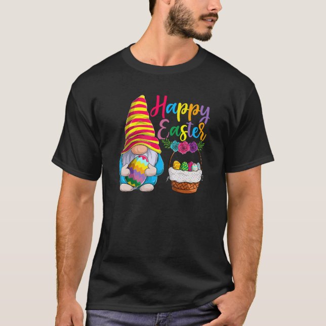 Happy Bunny Easter Gnome Shirt, Funny Rabbit Egg B T-Shirt (Front)