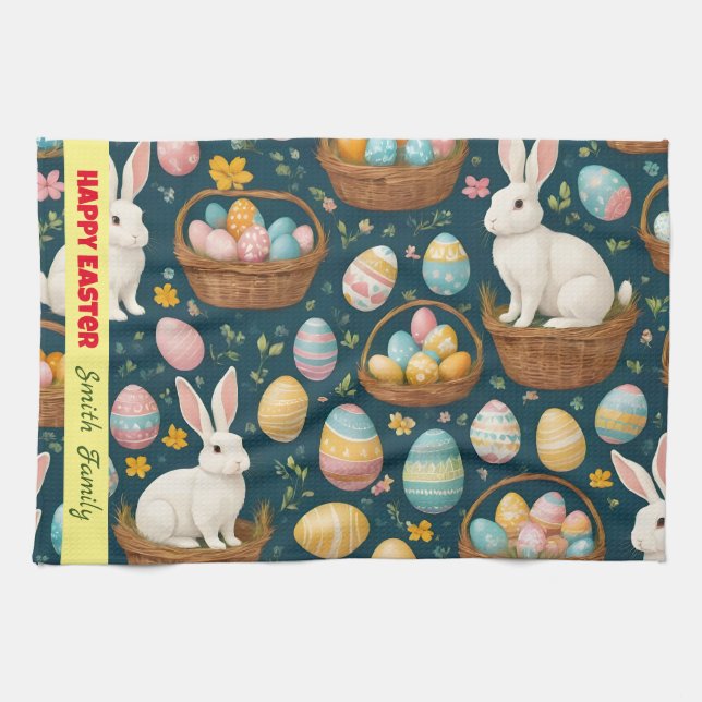 Happy Bunny Easter Modern Collection Kitchen Towel (Horizontal)