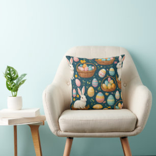 Happy Bunny Easter Modern Collection Throw Pillow