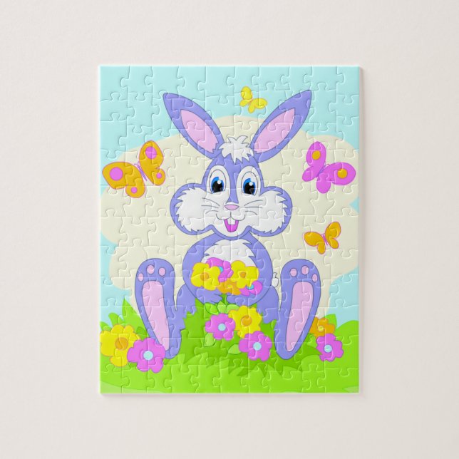 Happy Bunny Flowers Butterflies Jigsaw Puzzle (Vertical)