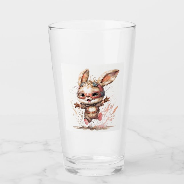 Happy Bunny Glass Tumbler  (Front)