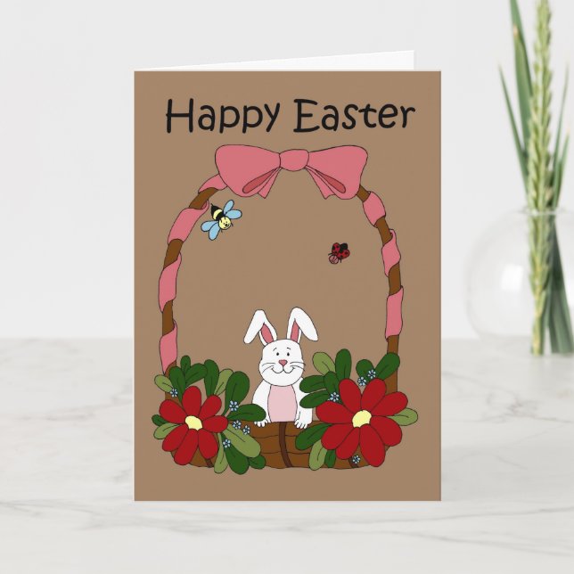 Happy Bunny in a Basket Holiday Card (Front)