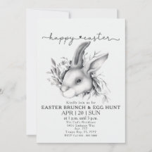 Happy Bunny Pâques Brunch & Invitation chasse aux 