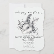 Happy Bunny Pâques Brunch & Invitation chasse aux