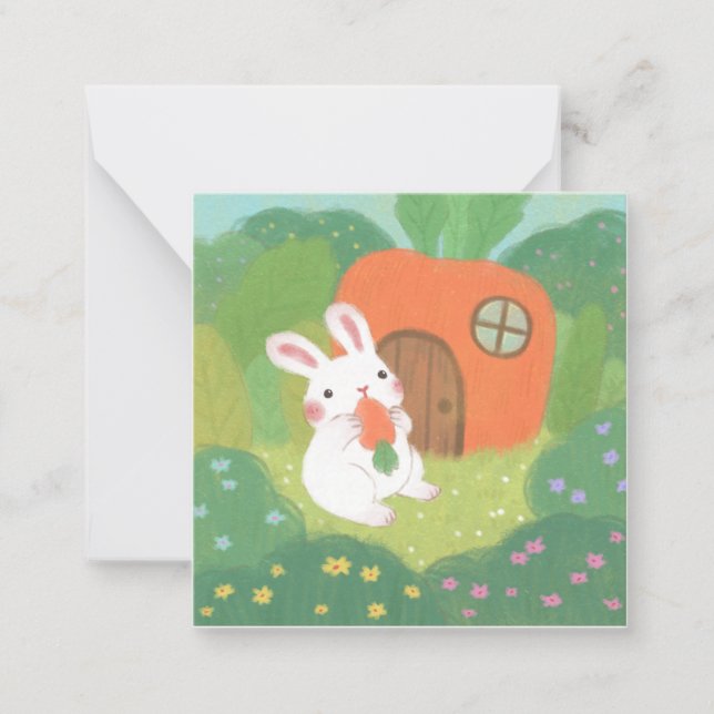 Happy Bunny with Carrot in Forest Card (Front)