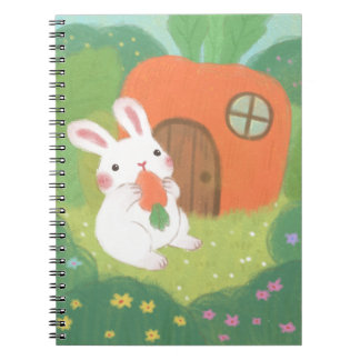 Happy Bunny with Carrot in Forest Notebook