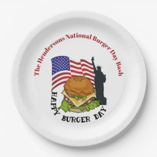 Happy burger day personalized paper plates