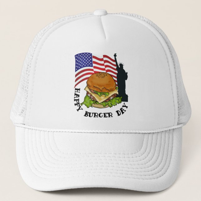 Happy burger day  trucker hat (Front)