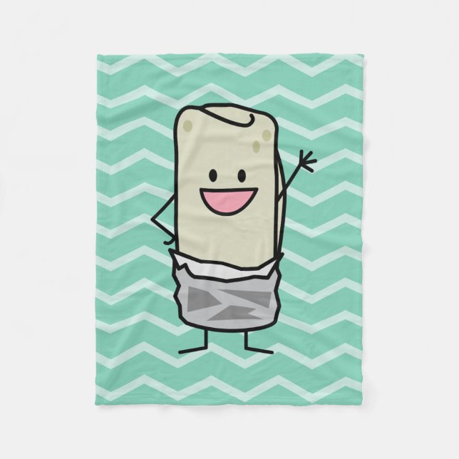 Happy Burrito waiving hello Fleece Blanket (Front)