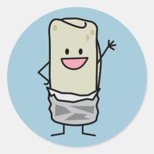 Happy Burrito Waving Hello Classic Round Sticker