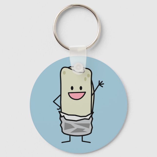 Happy Burrito Waving Hello Keychain (Front)