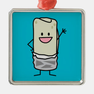 Happy Burrito Waving Hello Metal Ornament