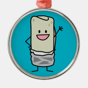Happy Burrito Waving Hello Metal Ornament
