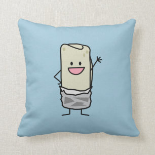 Happy Burrito Waving Hello Throw Pillow