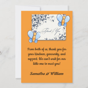 Happy Butterfly BabyShower Flat Thank You Card