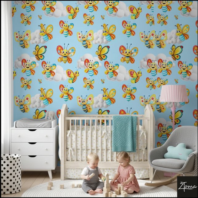 Happy Butterfly Cloud Sky Pattern Wallpaper (Creator Uploaded)