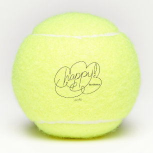 HAPPY by choice-Bold CloudS-Custom Name Tennis Balls