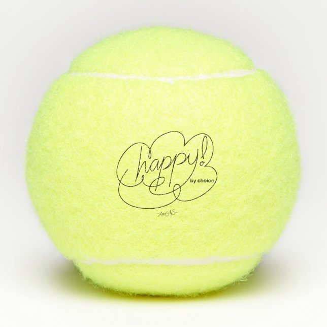 HAPPY by choice-Bold CloudS-Custom Name Tennis Balls (Front)