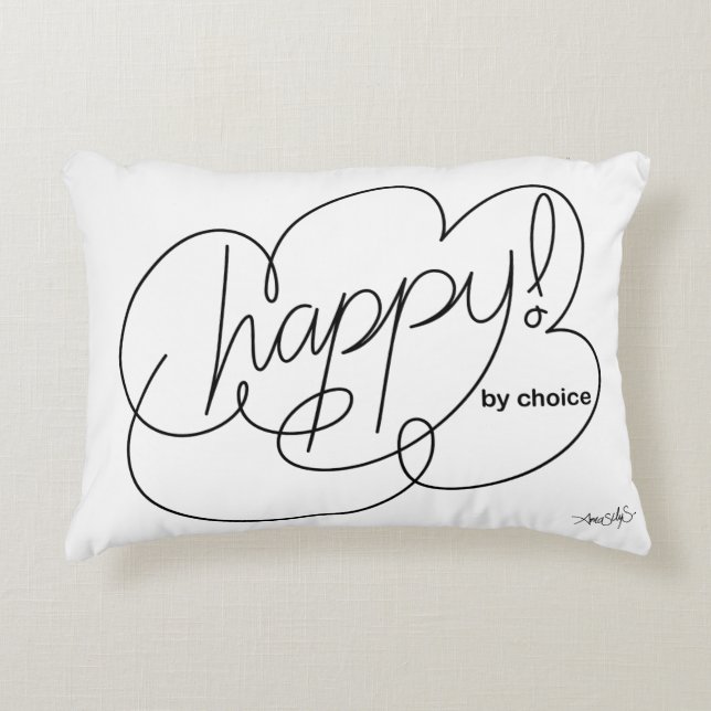 HAPPY by choice - Bold CloudS Decorative Pillow (Front)