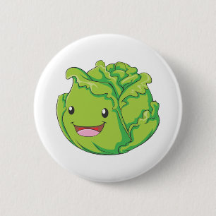 Happy Cabbage Vegetable Smiling 2 Inch Round Button