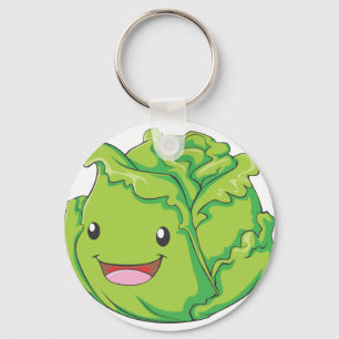 Happy Cabbage Vegetable Smiling Keychain