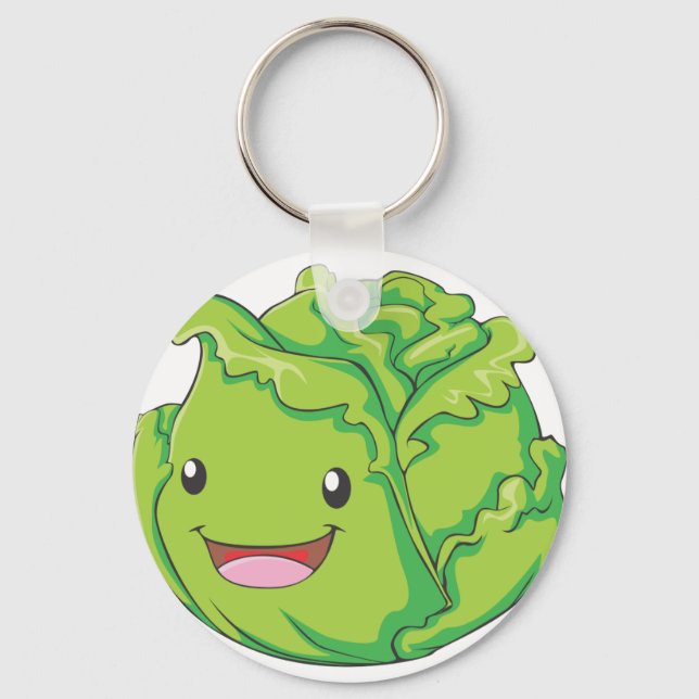 Happy Cabbage Vegetable Smiling Keychain (Front)