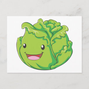 Happy Cabbage Vegetable Smiling Postcard