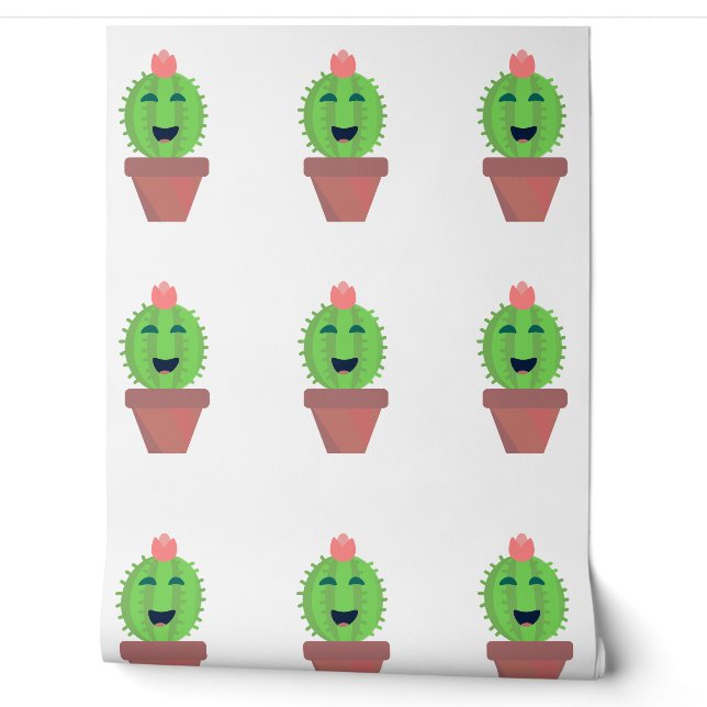 Happy Cactus Fun Succulent Character  Wallpaper (Unrolling)
