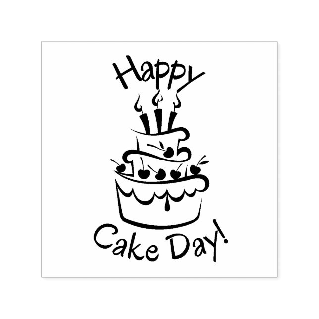 Happy Cake Day!  Self Inking Rubber Stamp (Design)