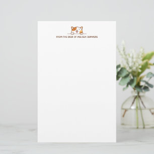 Happy Calico Cat Peeking above Custom Text Stationery