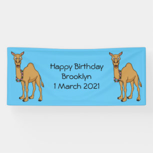 Happy camel cartoon illustration banner
