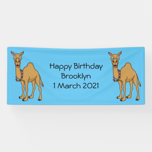 Happy camel cartoon illustration banner (Horizontal)