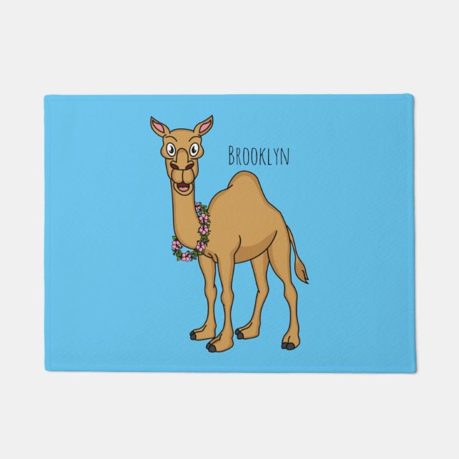 Happy camel cartoon illustration doormat (Front)