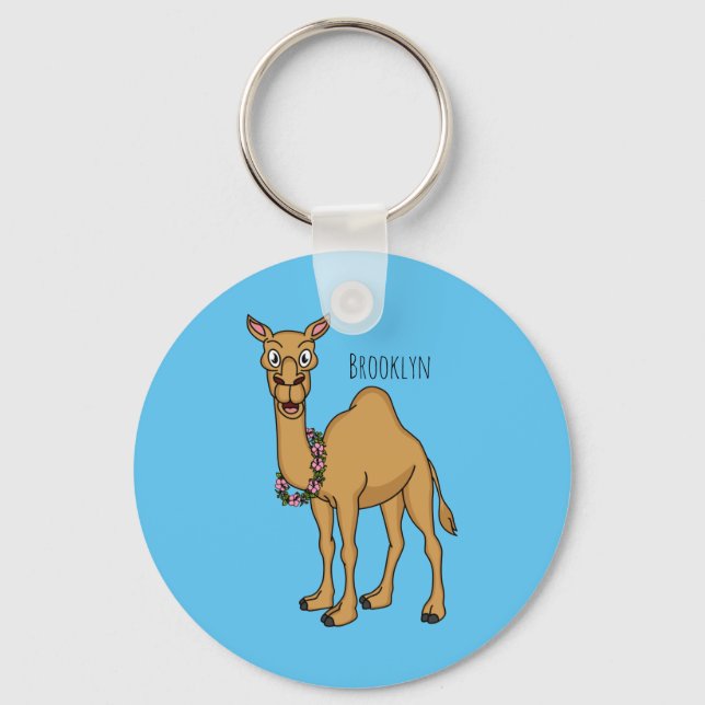 Happy camel cartoon illustration  keychain (Front)