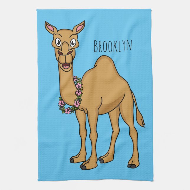 Happy camel cartoon illustration  kitchen towel (Vertical)