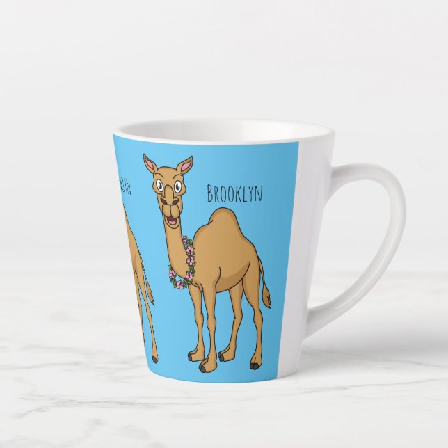 Happy camel cartoon illustration  latte mug (Right)