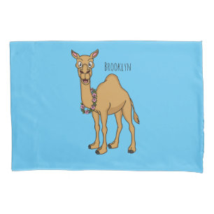 Happy camel cartoon illustration  pillowcase