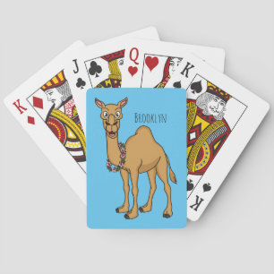 Happy camel cartoon illustration playing cards
